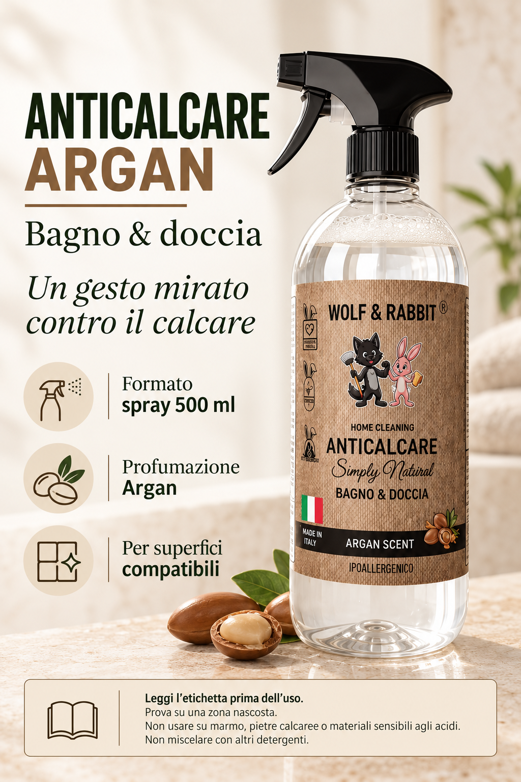 Anticalcare Argan — formato, profumazione e precauzioni