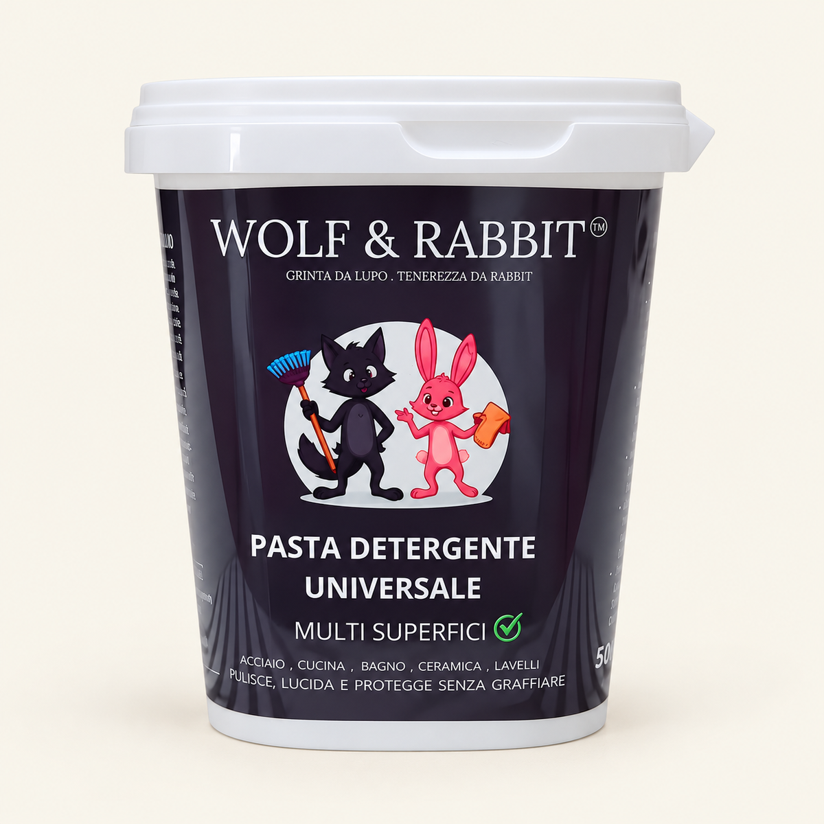 Pasta Pulente WOLF & RABBIT 500 g — confezione su fondo avorio